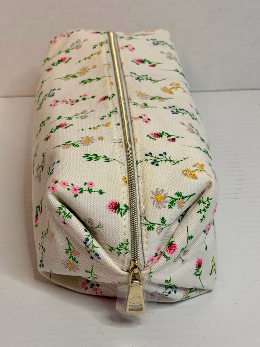 Coach Floral Fragrance Canvas Cosmetic Pouch in Cream with Multi-Color Blooms - Picture 4 of 10